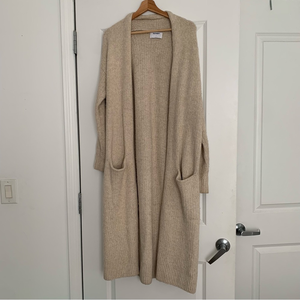 extra long cream sweater